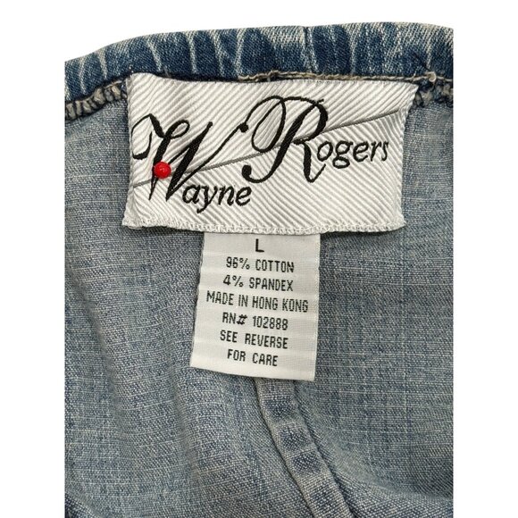 Wayne Rogers Denim Crochet Halter Dress Y2K Womens Size M - Picture 4 of 7